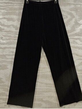 Gap Velvet Holiday Pants SZ S Relaxed Fit Black High Rise Pull On Straight Leg